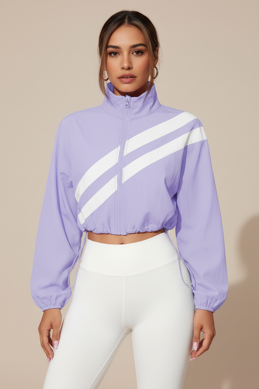 Casaco Crop Lavanda - Cordinha Lateral